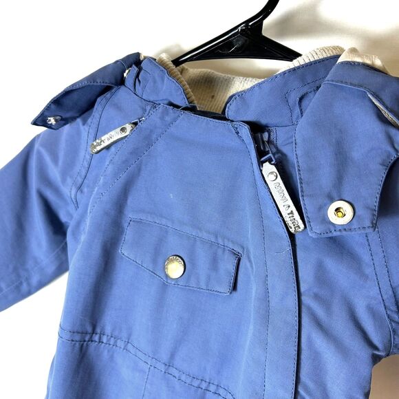 Mini A Ture Wisto Medium Blue Softshell Hooded Snowsuit Size 9 Months/74 cm - Picture 3 of 15